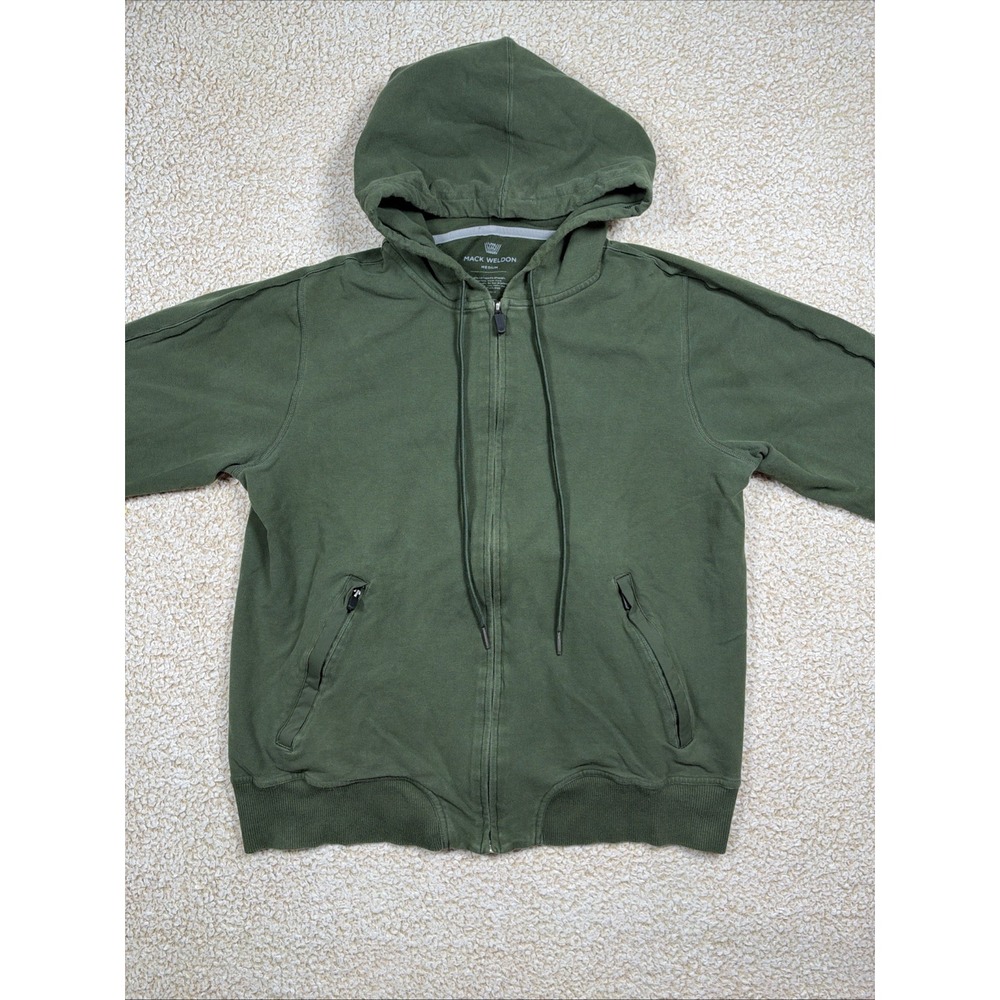 Mack Weldon Hoodie Men's Size Medium Green Cotton Full Zip Jacket